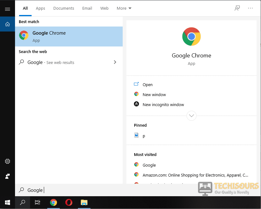 Searching for Google Chrome