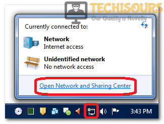 Click Network Icon to find "Local area connection doesn't have a valid ip configuration" issue