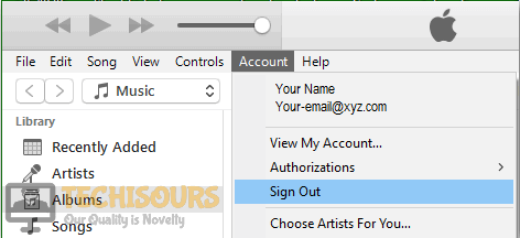 Signing out of iTunes
