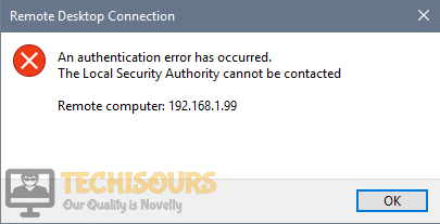 the local security authority cannot be contacted Error
