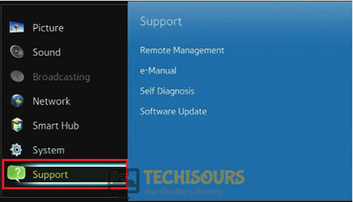 Support option in TV