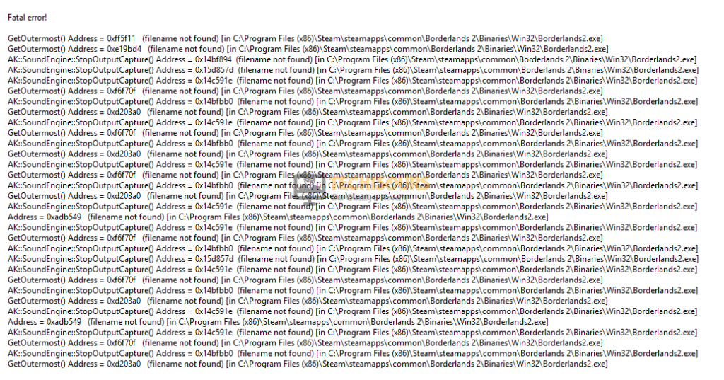 Borderlands 2 fatal error как исправить