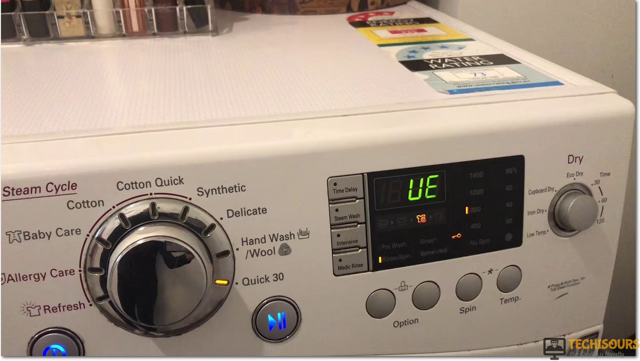 Display of samsung washer ue code on LG washing machine