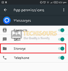 Enable storage to get rid of error 97 sms origination denied