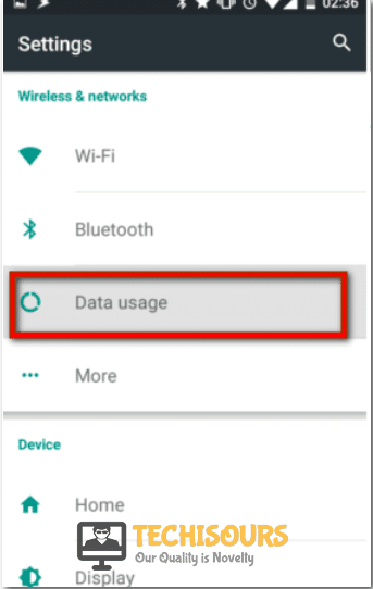 Tap on data usage to fix the Communication Error 12