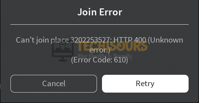 error code 610 roblox display msg