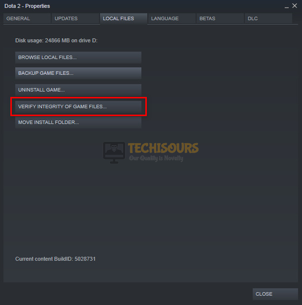 Verify integrity of game files to resolve steam service error
