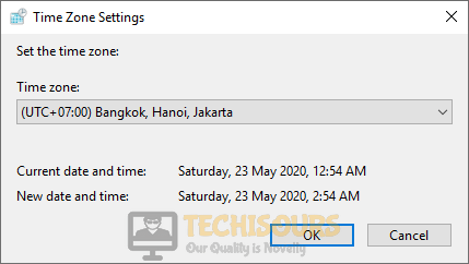 Change time zone to fix the servers are too busy error