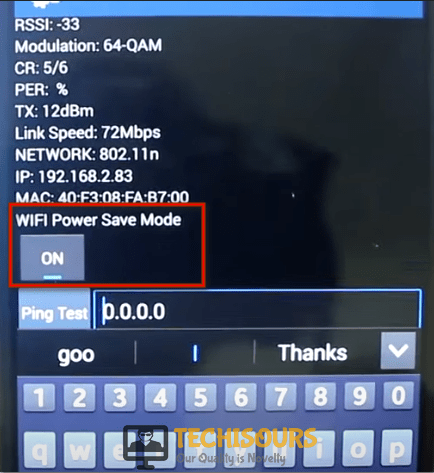 Turn off the WiFi power save mode