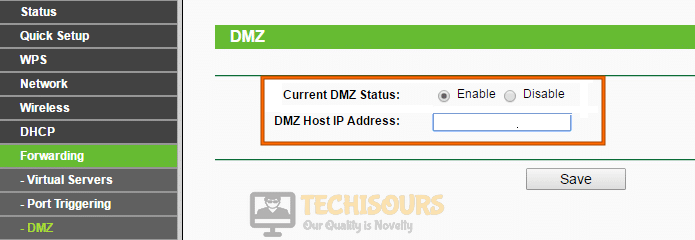 Enable DMZ to fix FFXIV Error 2002