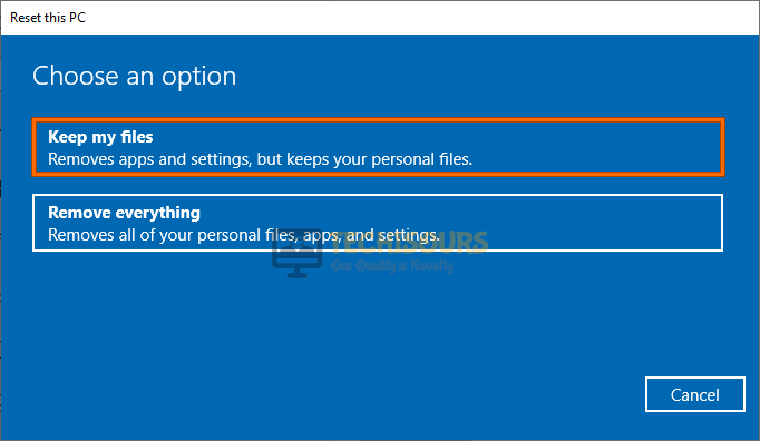 Keep my files to fix the Operation did not complete successfully because the file contains a virus error