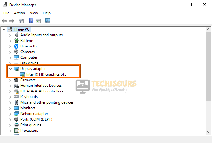 Selecting Display Adapters to resolve geforce experience not opening issue