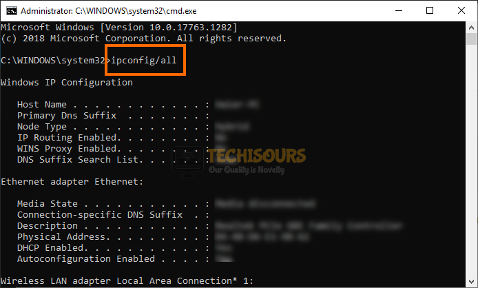 ipconfig/all to fix windows could not automatically detect this network's proxy settings