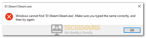 Windows cannot find steam.exe