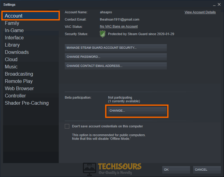 Change Beta Participation to resolve steam content file locked issue