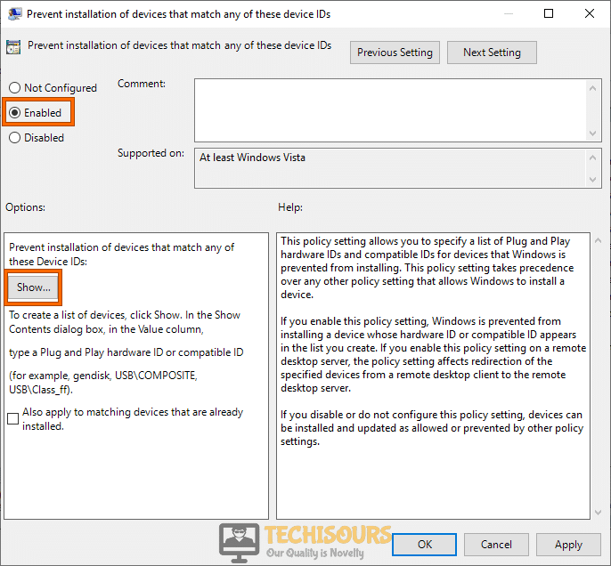 Check the Enable option to get rid of amd radeon settings not opening issue