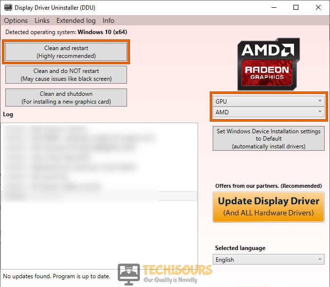 Choose Clean and Restart to fix no amd graphics driver is installed issue