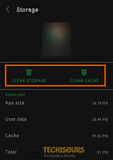 Clear app's cache