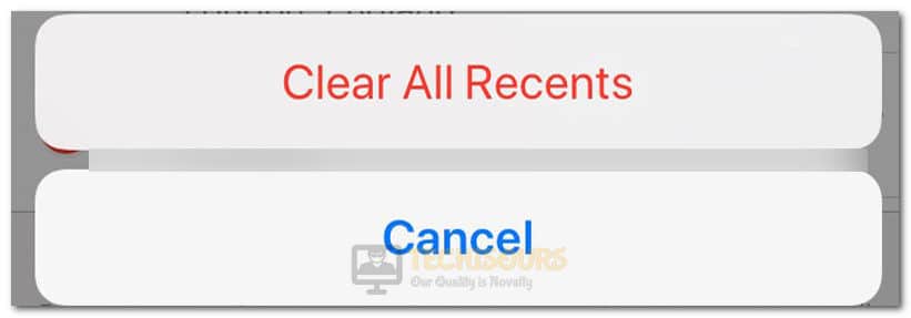 Clear All Recents iPhone to fix Last Line no Longer Available Error