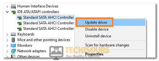 Clicking on Update Driver