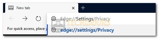 Opening Privacy Settings on Microsoft Edge