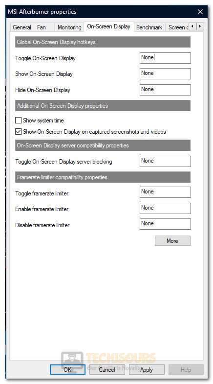 Setting Hotkey for toggling OSD On and OFF in MSI Afterburner