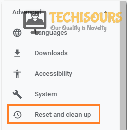 Choose Reset and Cleanup Option to clear the err_empty_response issue