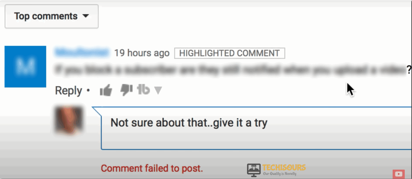 youtube comment failed to post issue