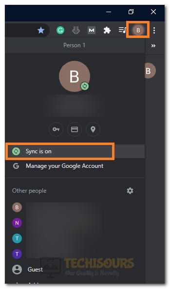 Selecting the "Sync is On" option