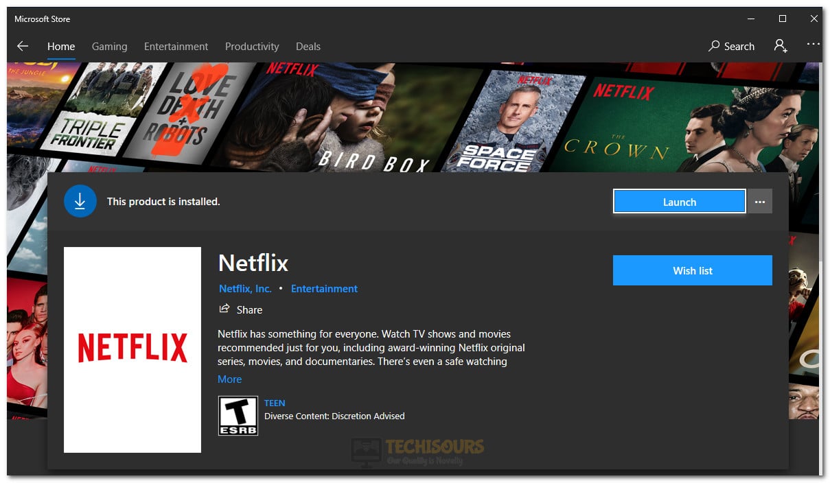 Installing Netflix via Microsoft Store