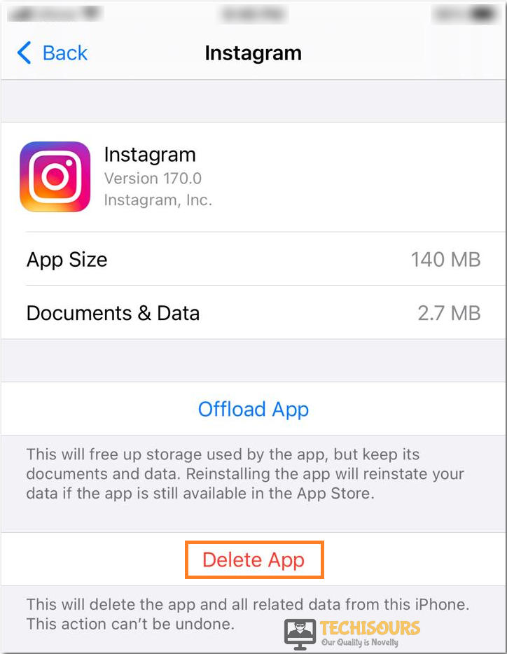 Delete Instagram to fix instagram not refreshing issue