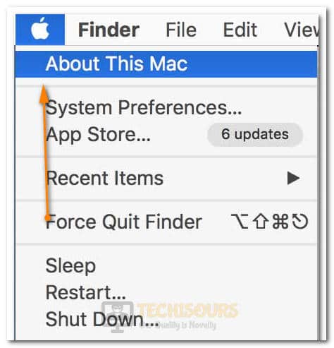 Selecting the "About this Mac" option