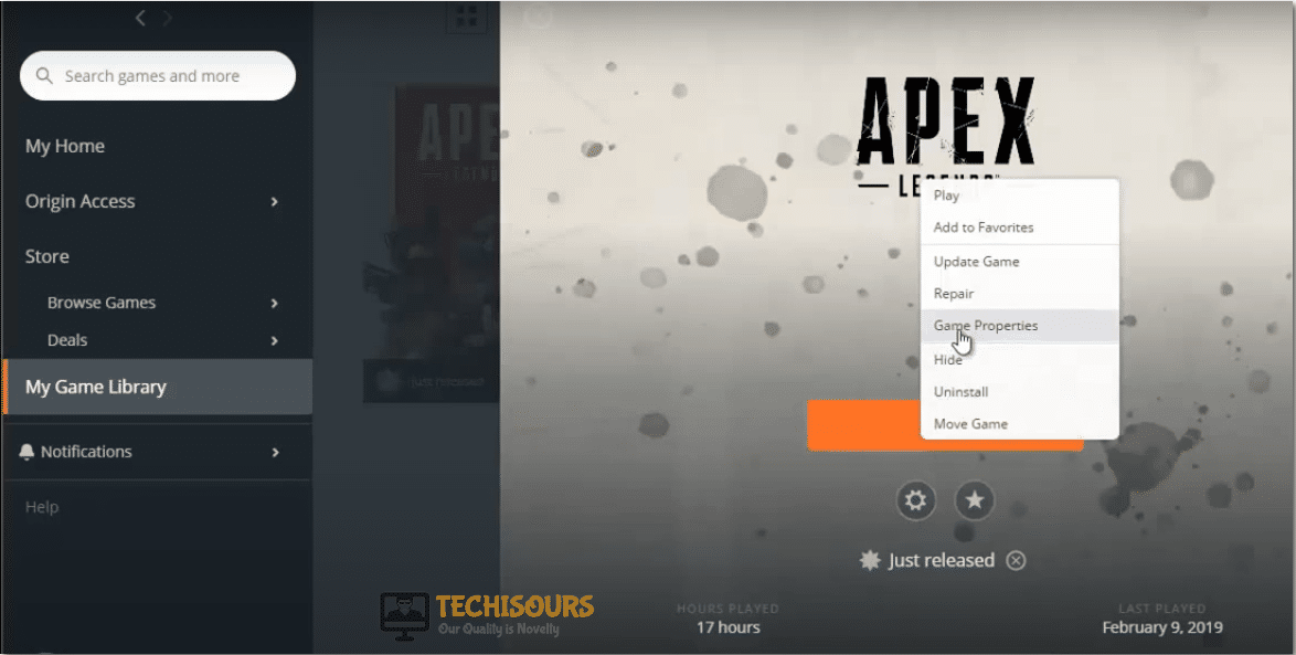 Choose game properties to fix apex legends party leader quit issue