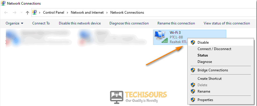 Disable internet connections