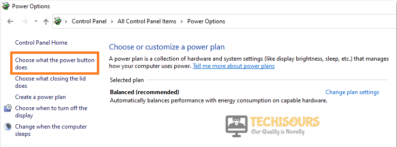 Choose what the power button does to fix win32kbase.sys blue screen error