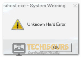 Sihost.Exe Unknown Hard Error