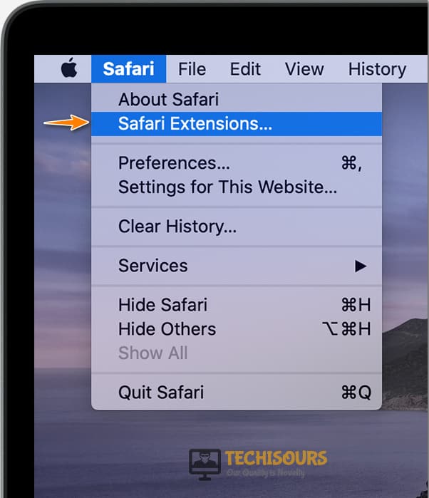 Select safari extensions to fix filerepmalware problem