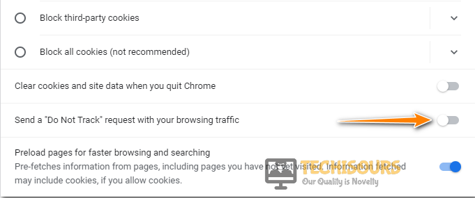 Uncheck do not track option