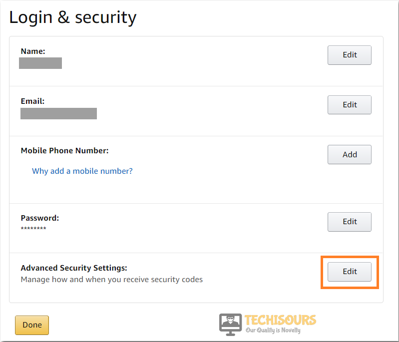 Choose advanced security options