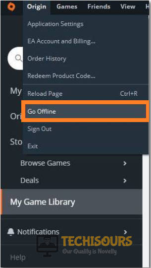 Choose go Offline option