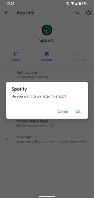 Uninstalling Spotify