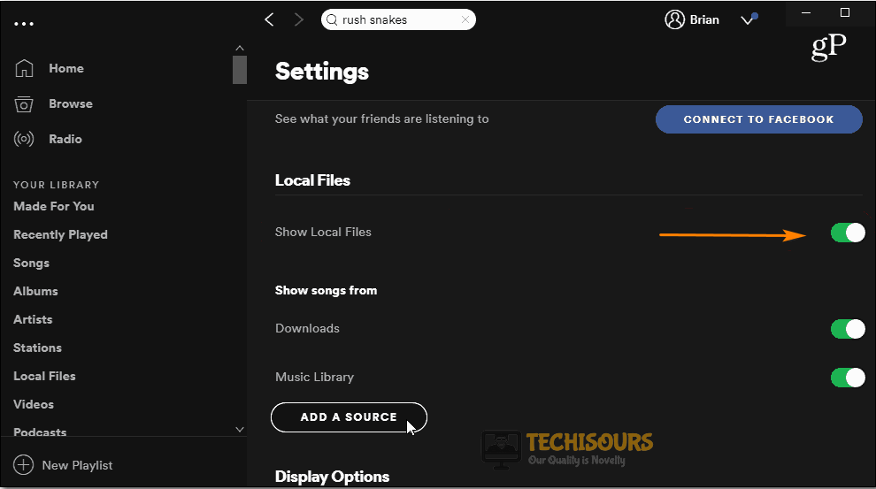 Turn OFF Show local files 