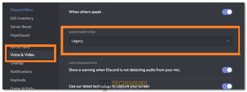 Switching the Discord Audio Subsystem to Legacy