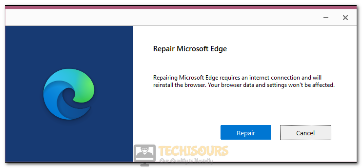 Repairing Microsoft Edge to fix State Repository Service High CPU Usage