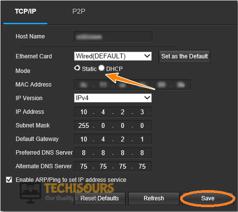 Choose the DHCP Option