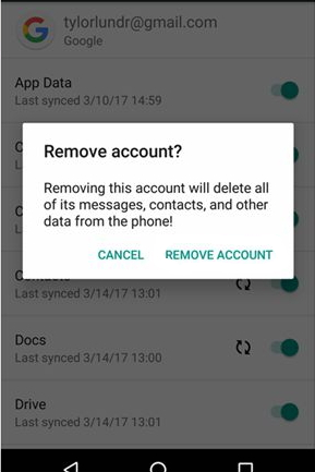 Remove Google Account to fix Google Play Store Error Checking for Updates