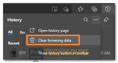 Selecting Clear Browsing Data on Edge to fix The Requested URL was Rejected. Please Consult with your Administrator