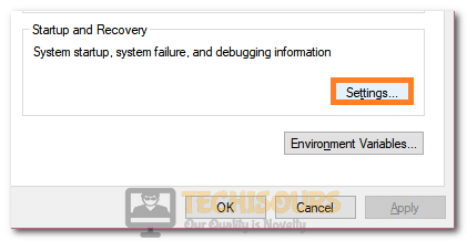 Selecting Startup and Recovery Settings