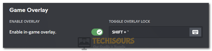 Disabling the "Enable in-Game Overlay" toggle in Discord to fix Discord Notification Sound not Working