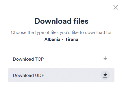 Choose Download UDP Option